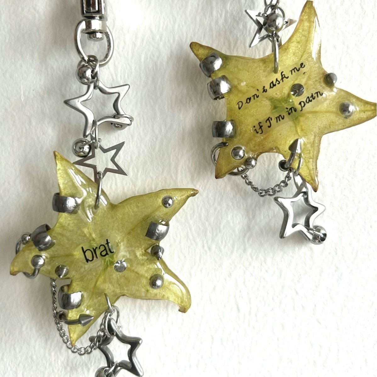 Starfruit Star Perforated Nail Epoxy Resin Bag Charm Keychain Simulation Series Niche Hanger - Image 3