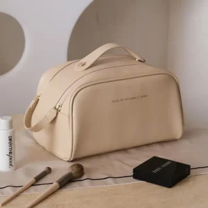 ZR DIARY Toast Cosmetic Women PU Leather Double Zipper Large Capacity Portable Toiletry Bag For Traveling 4318