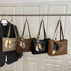 Silk Scarf Trendy Urban Minimalist Fashion Large Capacity Single Shoulder Commuter Underarm Tote Bag Stylish Spring New