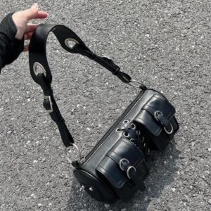 All Match Crossbody Baguette With Straps For Women Underarm Textured Personality Hot Girl Retro Trendy Cylindrical Bag