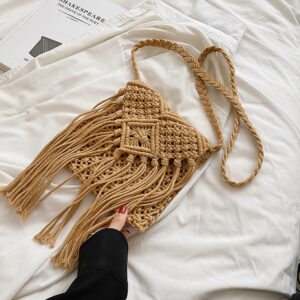 Women’s Bags Bohemian Tassel Woven Women Summer New Fashion Cotton Rope Seaside Holiday Crossbody Shoulder Bag