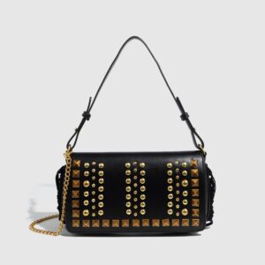 Women’s Studded Tote With Retro Tassels Adjustable Shoulder/Crossbody PU Leather Zippered Medium Small Multi Color Bag