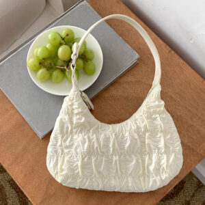 2026 Girl’s Cloud Pleated New Fashionable Women’s Shoulder Dumpling Sweet Underarm Cream Puff Bag