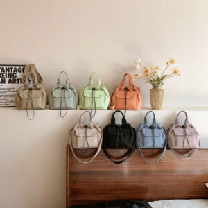 Mini Crossbody Bucket For Women, Simple Versatile Oxford Cloth Lightweight Handheld Shopping Shoulder Drawstring Small
