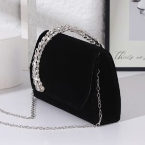 New Evening Velvet Sparkling Diamond Handbag Diamond-encrusted Women’s Crossbody Light High-end Bag