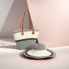 Hat + bag set gray black rice
