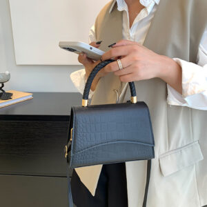 Solid Color Pu Leather Shoulder Bag Fashion Designer Small Handbag Top Handle For Women Pattern Crossbody Bags Purse