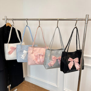 Women’s Niche Design Bowknot Color-Block Shoulder 2026 Trend Versatile Casual Handbag Tote Bag