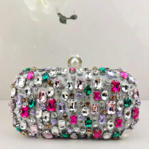 Xunye Handmade Full Diamond-Encrusted Evening Women’s Clutch Bag, High-End Box Bag