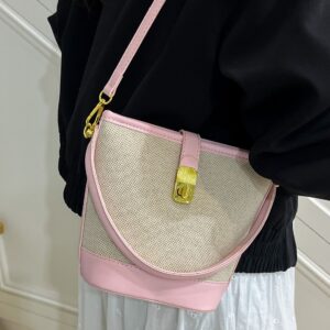Retro Casual Two-Tone Handbag For Women 2026 Spring/Summer Fashion Niche Bucket Versatile Shoulder Crossbody Bag