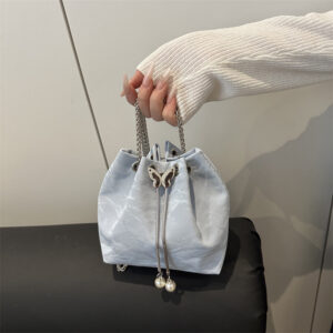 Trendy Women’s Bags 2026 New Niche Design Chain Crossbody Summer Pleated Bucket Bag