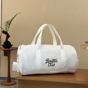New Canvas Travel Handbag Outdoor Cylinder Fitness Letter Contrasting Color Shoulder Messenger Bag