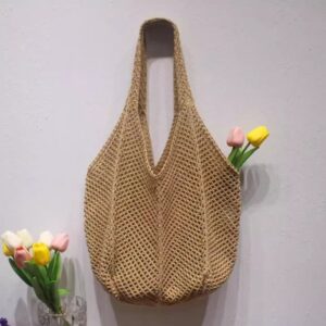 Large Capacity Woven For Women, Commuter Shoulder Tote Bag, New Summer Trend Korean Vacation Knitted Bag