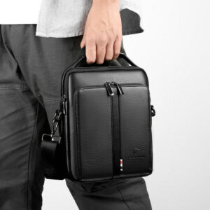 Men’s Leather Shoulder Bag Casual Messenger Large Capacity Vertical Handbag Multi Color For Business Commute