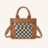 Double zipper checkered brown