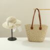 Beige bag flat top ribbon hat