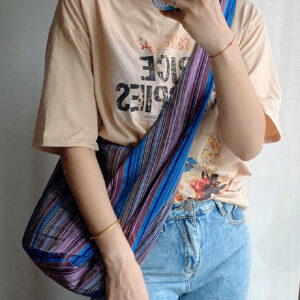 Japanese Korean Style Striped Totem Strap Shoulder Crossbody Hobo Bag Preppy Everyday Lining