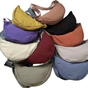 Unisex Solid Color Nylon Fanny Pack Basic Sports Dumpling Shape Zipper Waist Bag
