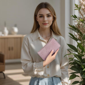 Women’s Long Genuine Leather Handbag New Cowhide Wallet Zipper Clutch Bag
