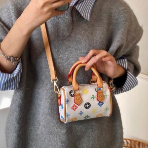 Women’s Monogram Crossbody Boston Style Handbag High-End Commuting Light Luxury Retro Versatile Mini Children’s Bag