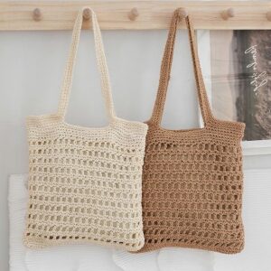 Bags Casual Hollow One Shoulder Cotton Lazy Style Hand Held Straw Woven Seaside Holiday Beach Women’s Bag