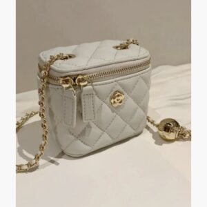 2026 Summer New Women Camellia Quilted Chain Box Bag, Fashion Casual Versatile Mini Shoulder & Crossbody Bag