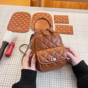 Diamond Patterned Backpack Light Luxury DIY Knitting Handbag Kit, Small Quilted Chain Crossbody Bag, Elegant Mini