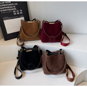 Bucket Crossbody Bag For Women 2026 New Korean Style Simple Wide Shoulder Strap Single-shoulder Contrasting Color Retro