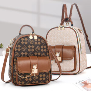 Women’s Fixed Shape Korean Style Printed Ladies Travel Backpack Large Capacity School Bag