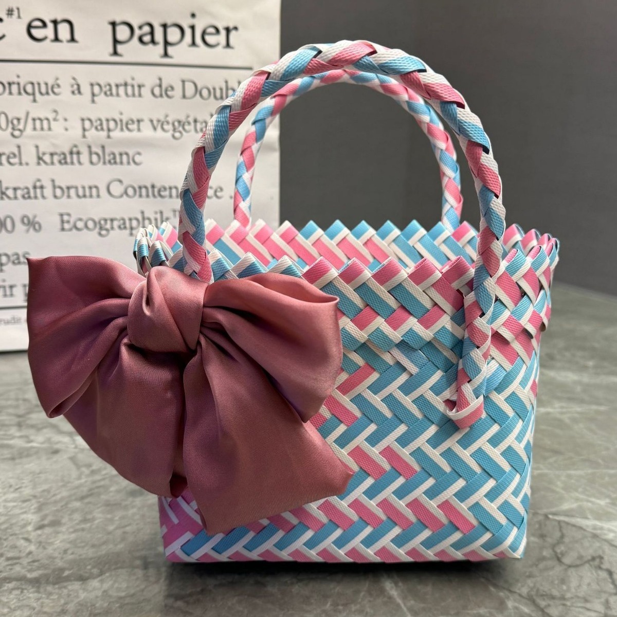 New Plastic Handbag Woven Gift Basket Beach Bag For Women - Image 3