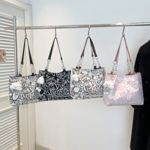 Graffiti Canvas For Women 2026 Summer New Casual Shoulder Large Capacity Student Class Commuter Tote Bag