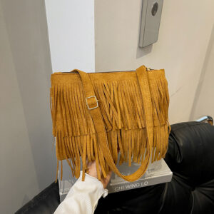Fashion Korean Style Handbag Small Square For Women 2026 Summer New Trendy Shoulder Tassel Bag