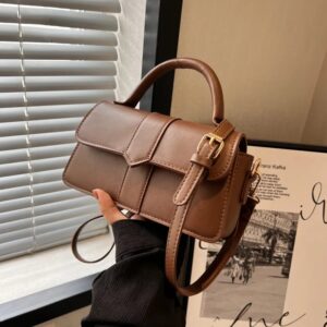 Pu Leather Shoulder for Women Handbag – Fashion Crossbody Bags Vintage Underarm Bag Square Satchel (Black)