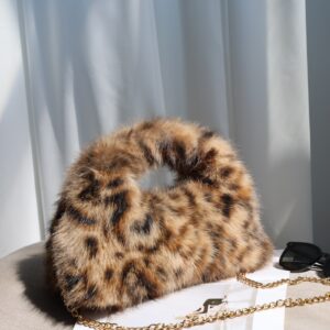 Women’s Fashion Faux Fox Fur Hobo Bag Large Capacity Tote Handbag For Daily Use, Soft And Stylish, Zipper Closure,
