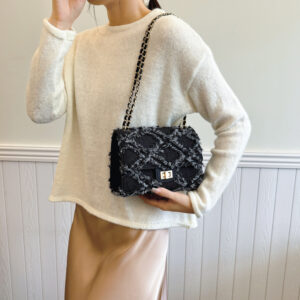 Fashionable Solid Color Small Square For Women 2026 New Trendy Versatile Shoulder Denim Quilted Chain Crossbody Bag