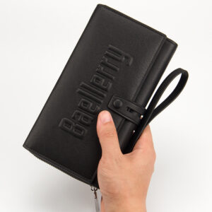 Baellerry Men’s Retro Solid Color Large Capacity Letters Clutch Bag Anti-theft Zipper Handbag