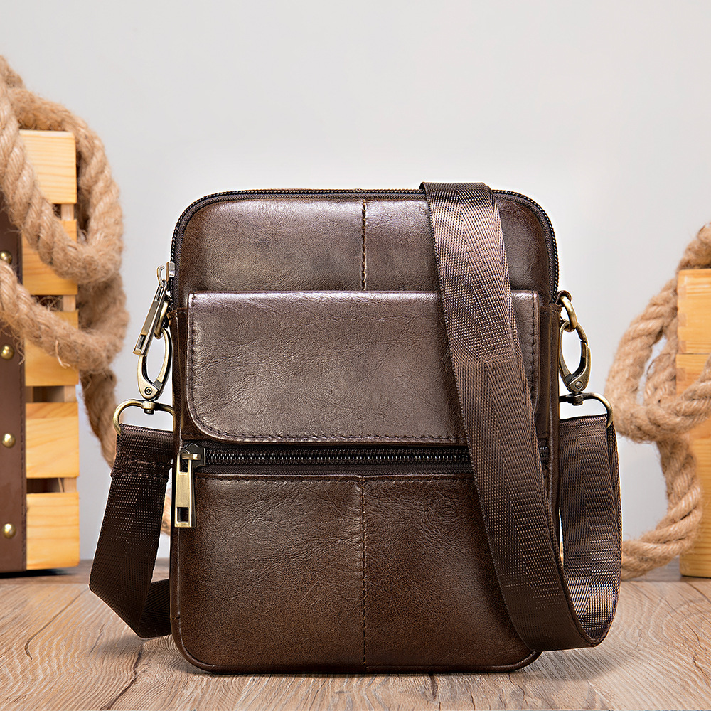 Marant Leather Messenger High Grade First Layer Cowhide Mobile Phone Shoulder Men's Bag - Image 3