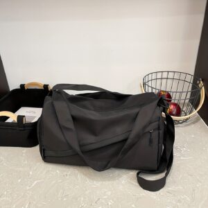 Cute Solid Pink Ladies Gym Duffle Lightweight Waterproof Travel Handbag Removable Wide Shoulder Strap Casual Workout