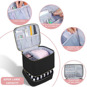 Cross-Border Hot-Selling Double-Layer Elevated Large Capacity Portable Toiletry Makeup Nail Polish Storage Bag