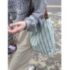Green Striped Horn Buckle Bag