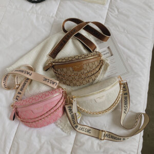 Women’s Fashionable PU Leather Chest Outdoor Sports Shoulder Crossbody Bag Simple Versatile Design