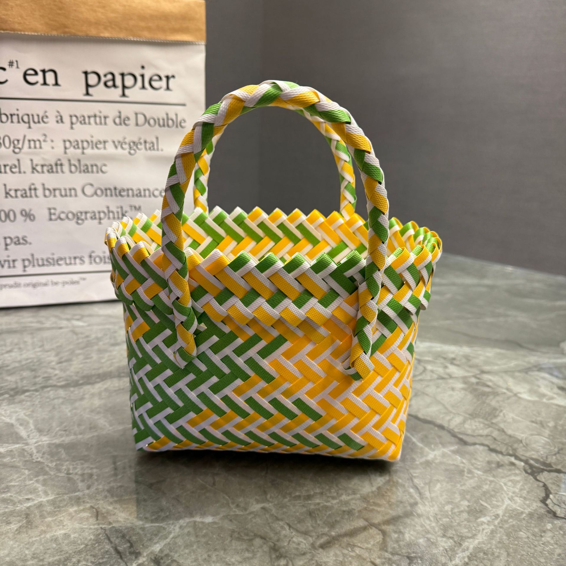 New Plastic Handbag Woven Gift Basket Beach Bag For Women - Image 6