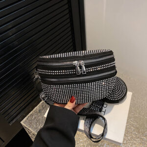 P7border Women’s 2026 New Net Red Fashion Mother-in-law Small Full Of Diamonds One-shoulder Messenger Double-layer Chest