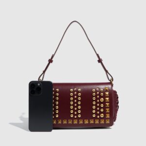 Women’s Studded Tote With Retro Tassels Adjustable Shoulder/Crossbody PU Leather Zippered Medium Small Multi Color Bag