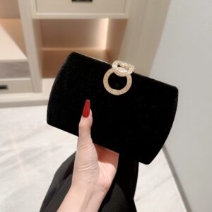 New Water Diamond Button Evening Velvet Banquet Handheld Chain Paired With Qipao Dress Bag