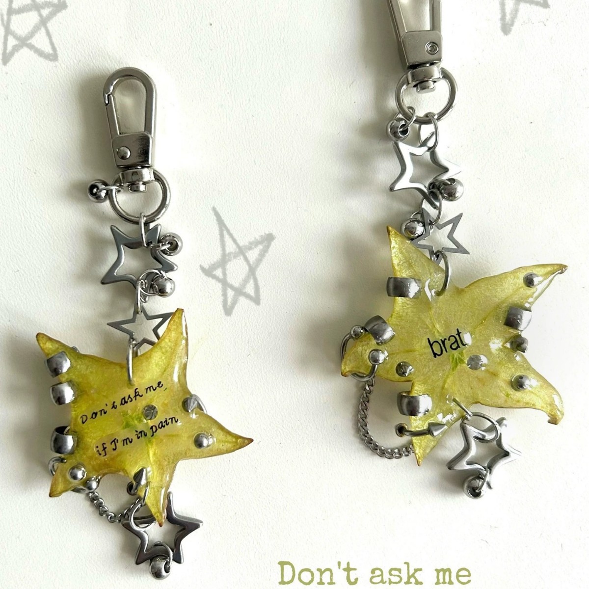Starfruit Star Perforated Nail Epoxy Resin Bag Charm Keychain Simulation Series Niche Hanger - Image 6