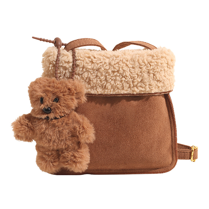 2026 Autumn New Plush Matte Simple Patchwork Cute Pocket Single Shoulder Trendy Fashion Crossbody Women's Bag - Image 5