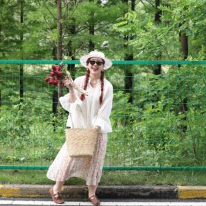 Large capacity single shoulder straw woven bag, versatile vacation beach handbag, women’s handbag