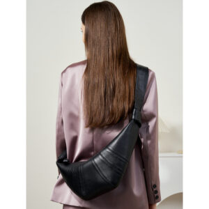 2026 Head Layer Sheepskin Lazy Feeling Bull Horn Genuine Leather Single Shoulder Slant Crossing Dumpling Bun For Women