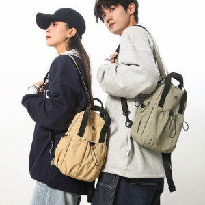 Trendy Men’s Color-Block Small Nylon Single Shoulder Crossbody Bag Women’s Lightweight Backpack